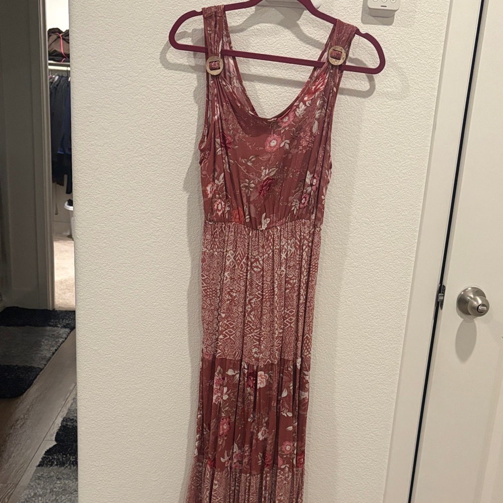 Floral Sleeveless Maxi Dress - Red